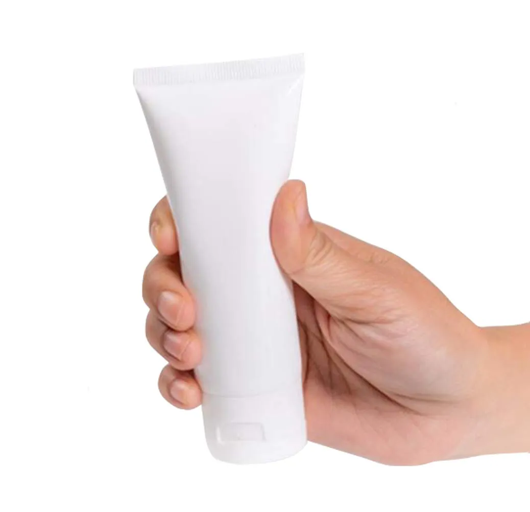 12PCS White Empty Refillable Plastic Soft Tubes Cosmetic Sample Bottles Jars Makeup Travel Containers For Lotion Lip Balms Shower Gel Cleanser Shampoo Toiletries (30ml)
