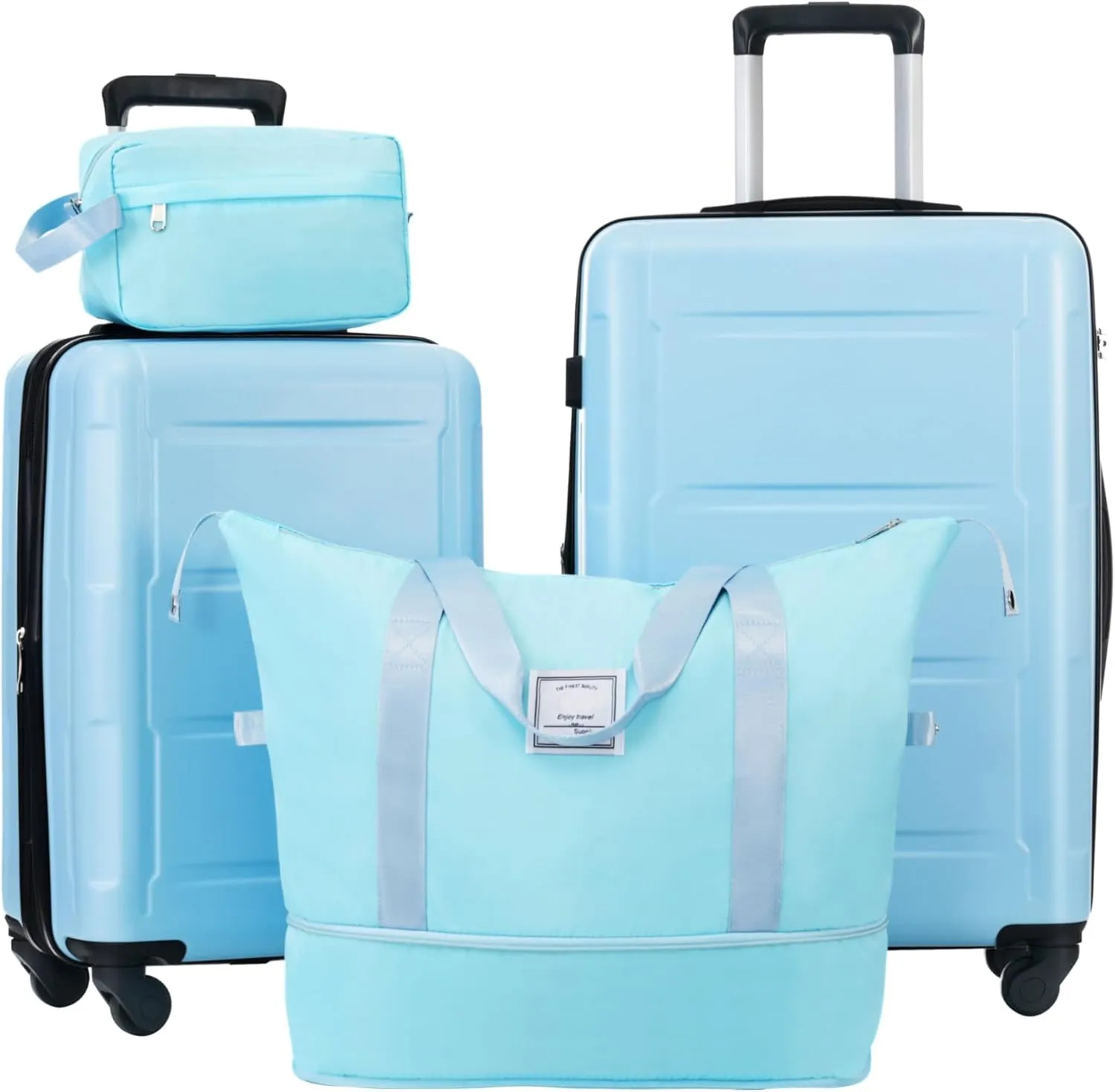 2 Piece Luggage Set with Expandable Spinner Wheels, Lightweight ABS Suitcase, Light Blue, 20inch and 24inch