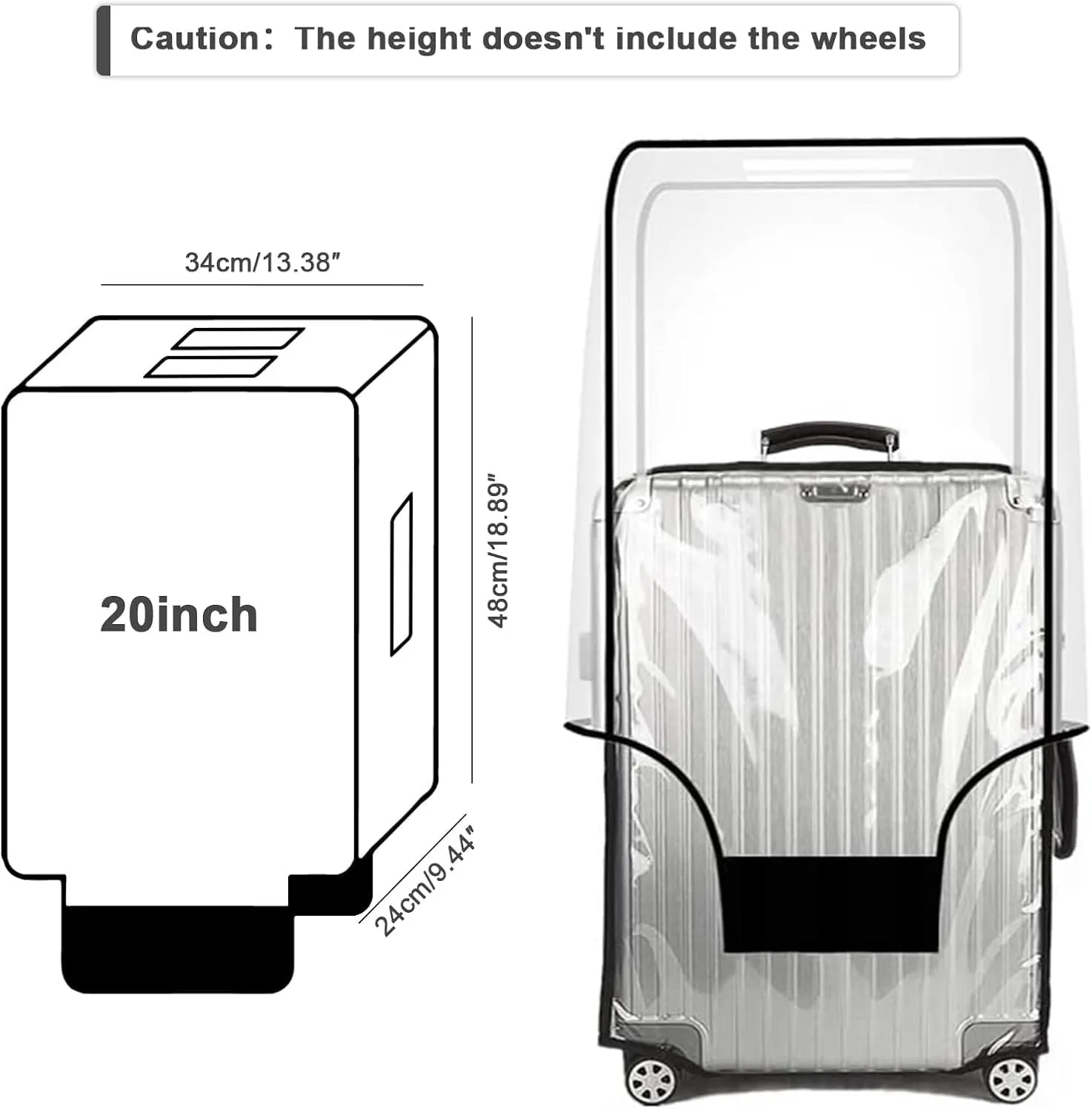 20-inch Luggage Cover Protector Clear PVC Waterproof Suitcase Covers, Travel Luggage sleeves protective Tsa Approved
