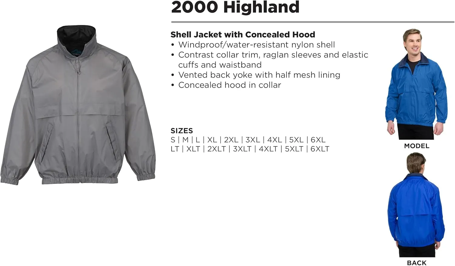 AFC Mens Windbreaker Jacket Regular & Big & Tall S to 6X Water Resistant Coat