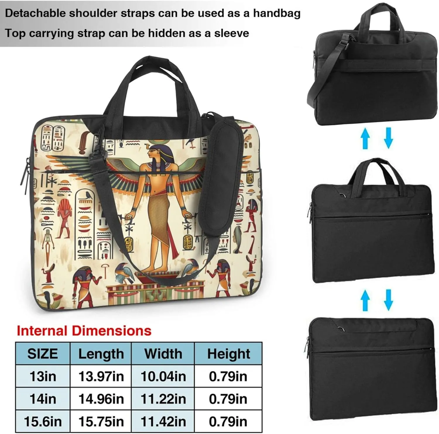Ancient Egypt Egyptian Laptop Shoulder Bag for Women, Ethnic Pattern Laptop Sleeve Case Durable Computer Bag