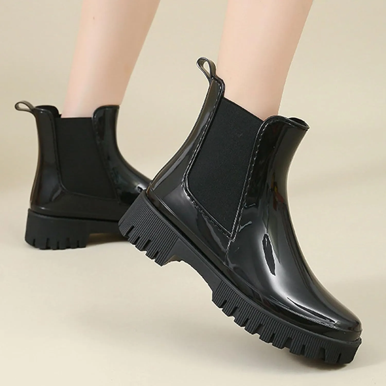 Ankle Boots for Women Mid Calf Boots Womens Fashion New Low Tube Outer Wear Waterproof Non-Slip Boots Rain Boots