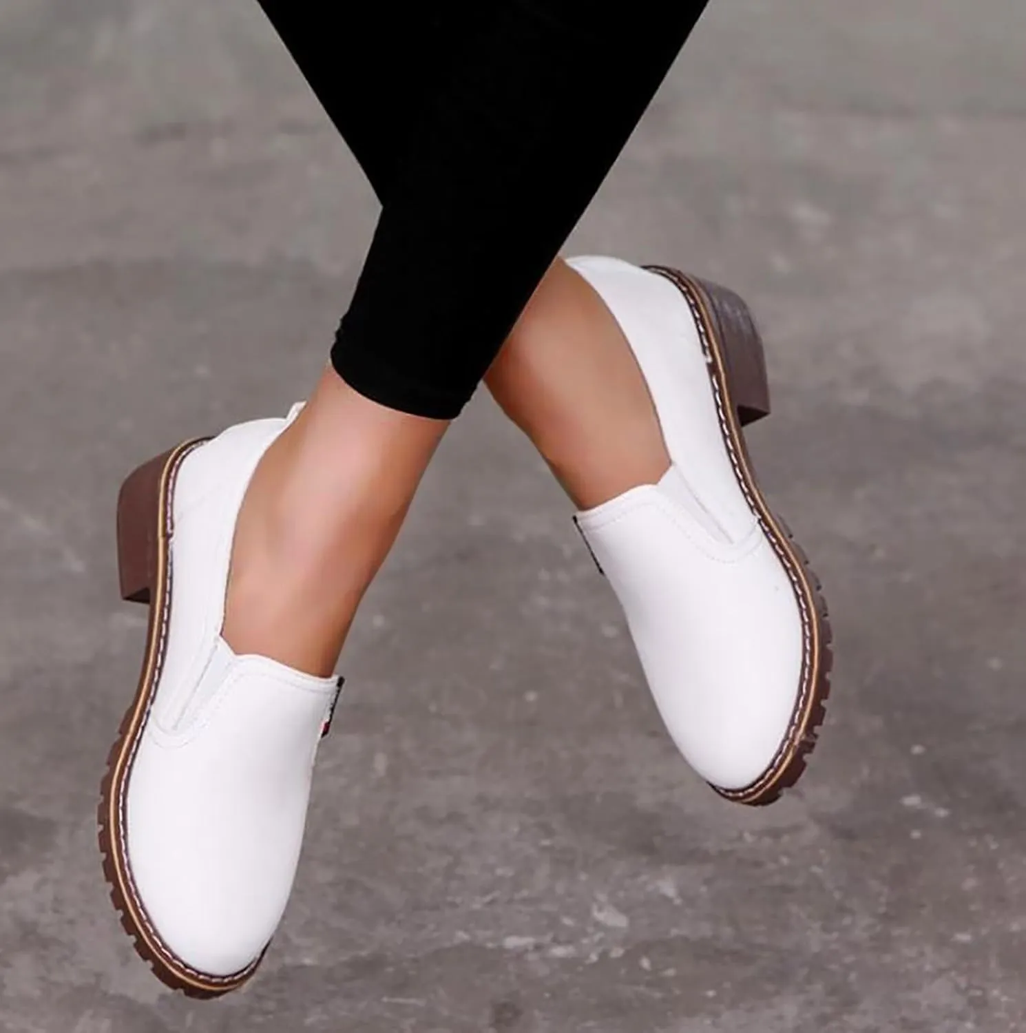 Ankle Boots for Women Platform Boots Low Chunky Stacked Heel Comfortable Round Toe booties with Side Zipper Shoes