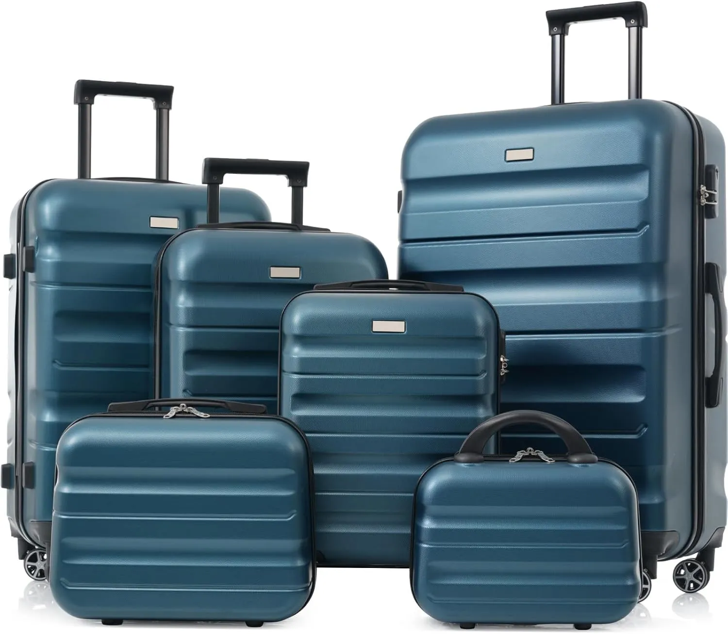 Anwick Hardshell ABS Luggage Set - Lightweight Hardside Rolling Suitcases with Dual Spinner Wheels, Luggage Expandable Suitcase with TSA Lock for Family Travel & Business (Blue)