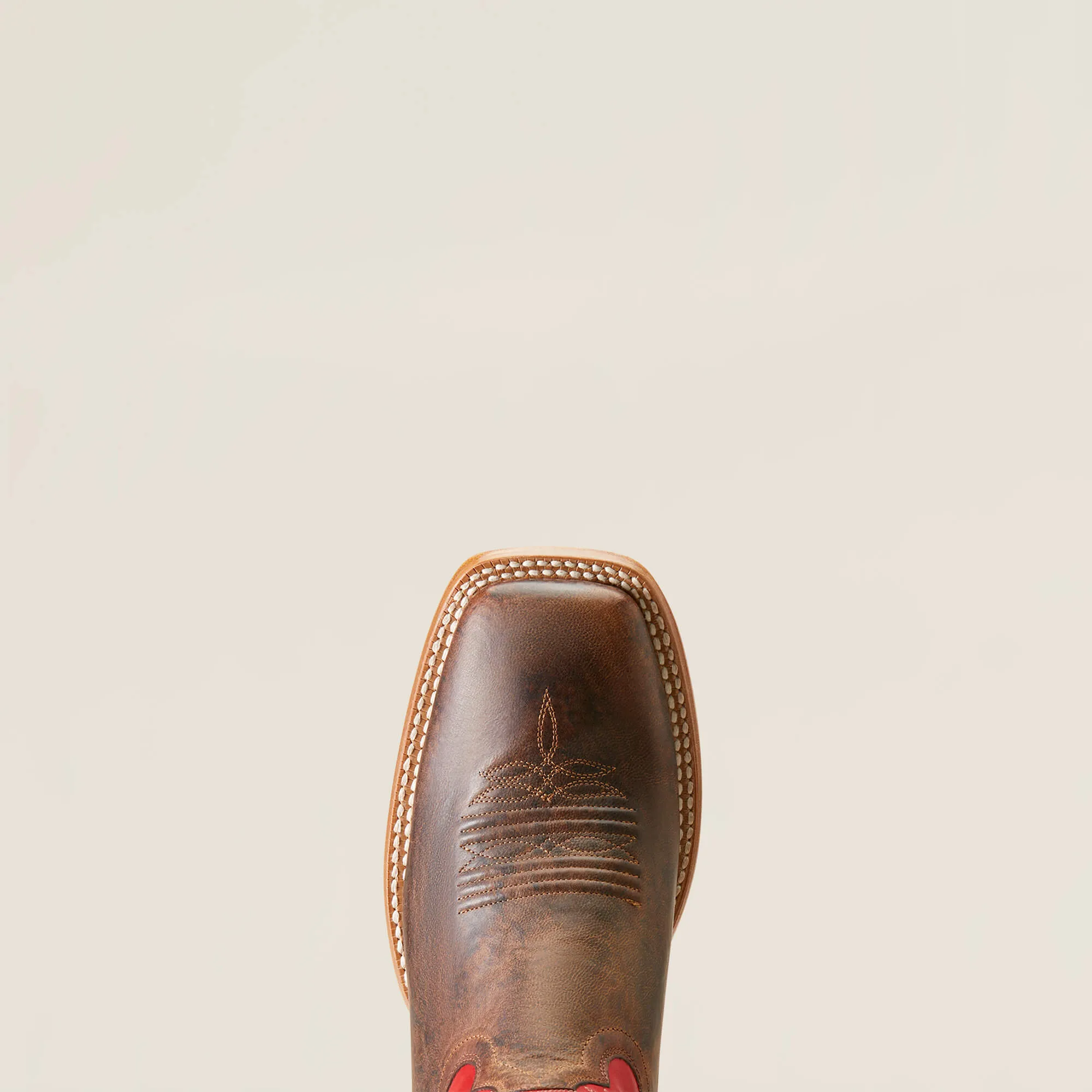 Ariat Men's Chestnut Brown Circuit Paxton Broad Square Toe Western Boots with Red Tops