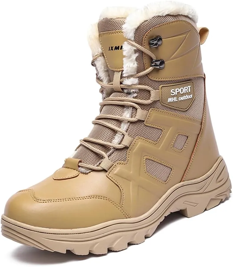 Asifn Men's Snow Boots Waterproof Casual Comfortable Warm Booties Fur Lined High Top Light Weight Hiking Outdoor Walking Boots