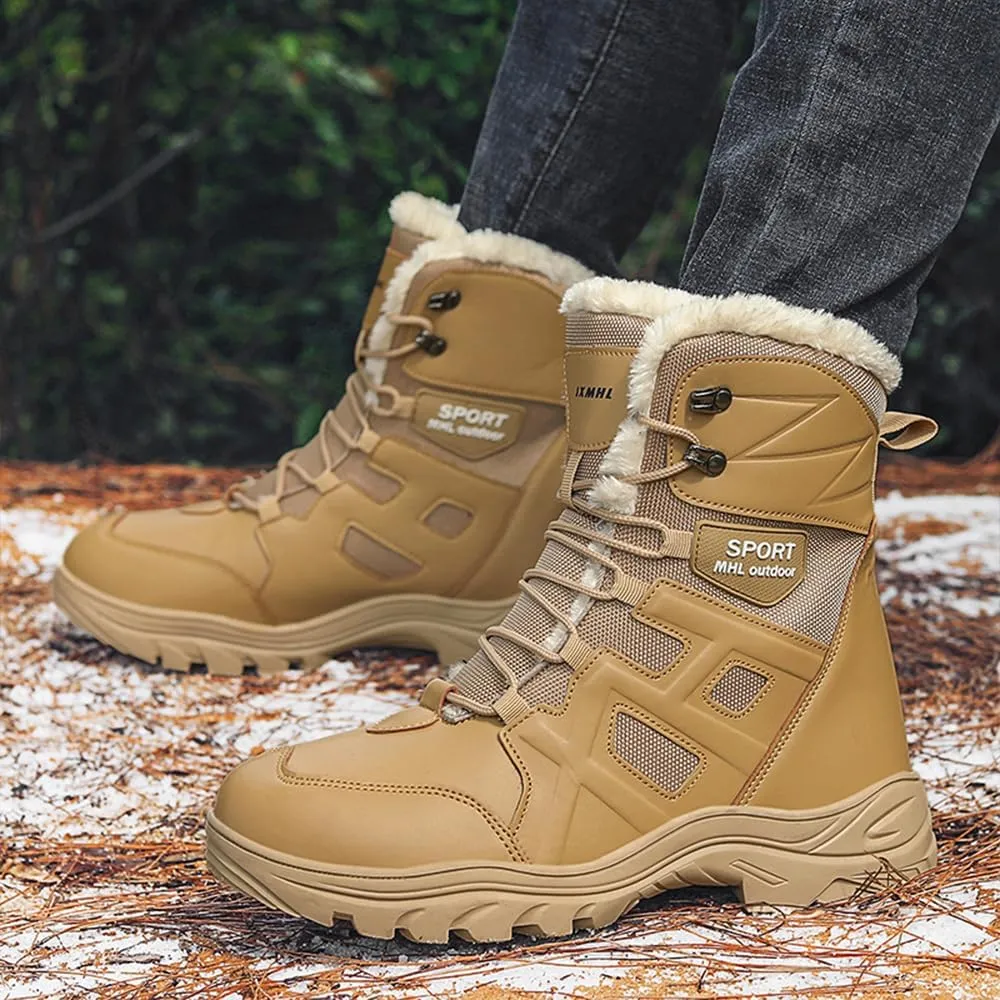 Asifn Men's Snow Boots Waterproof Casual Comfortable Warm Booties Fur Lined High Top Light Weight Hiking Outdoor Walking Boots