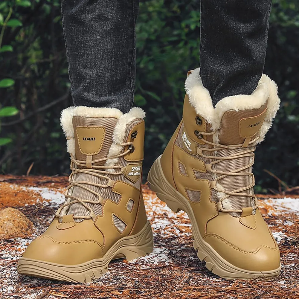 Asifn Men's Snow Boots Waterproof Casual Comfortable Warm Booties Fur Lined High Top Light Weight Hiking Outdoor Walking Boots