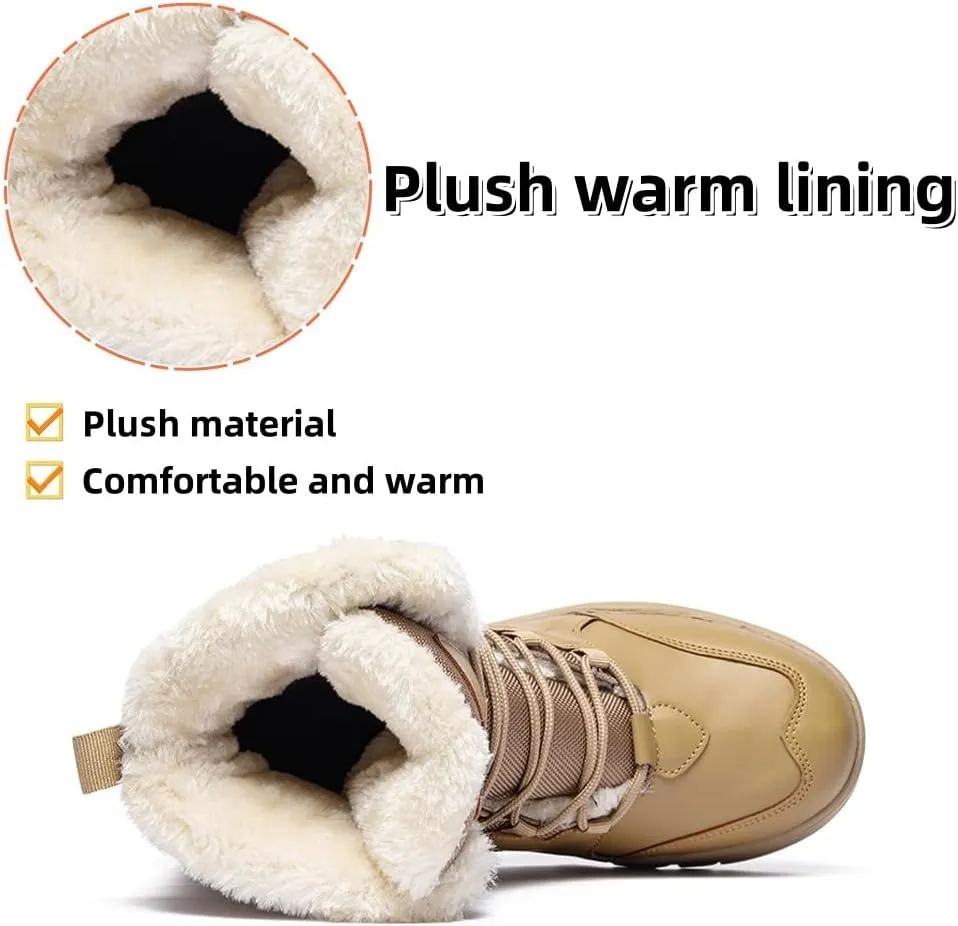 Asifn Men's Snow Boots Waterproof Casual Comfortable Warm Booties Fur Lined High Top Light Weight Hiking Outdoor Walking Boots