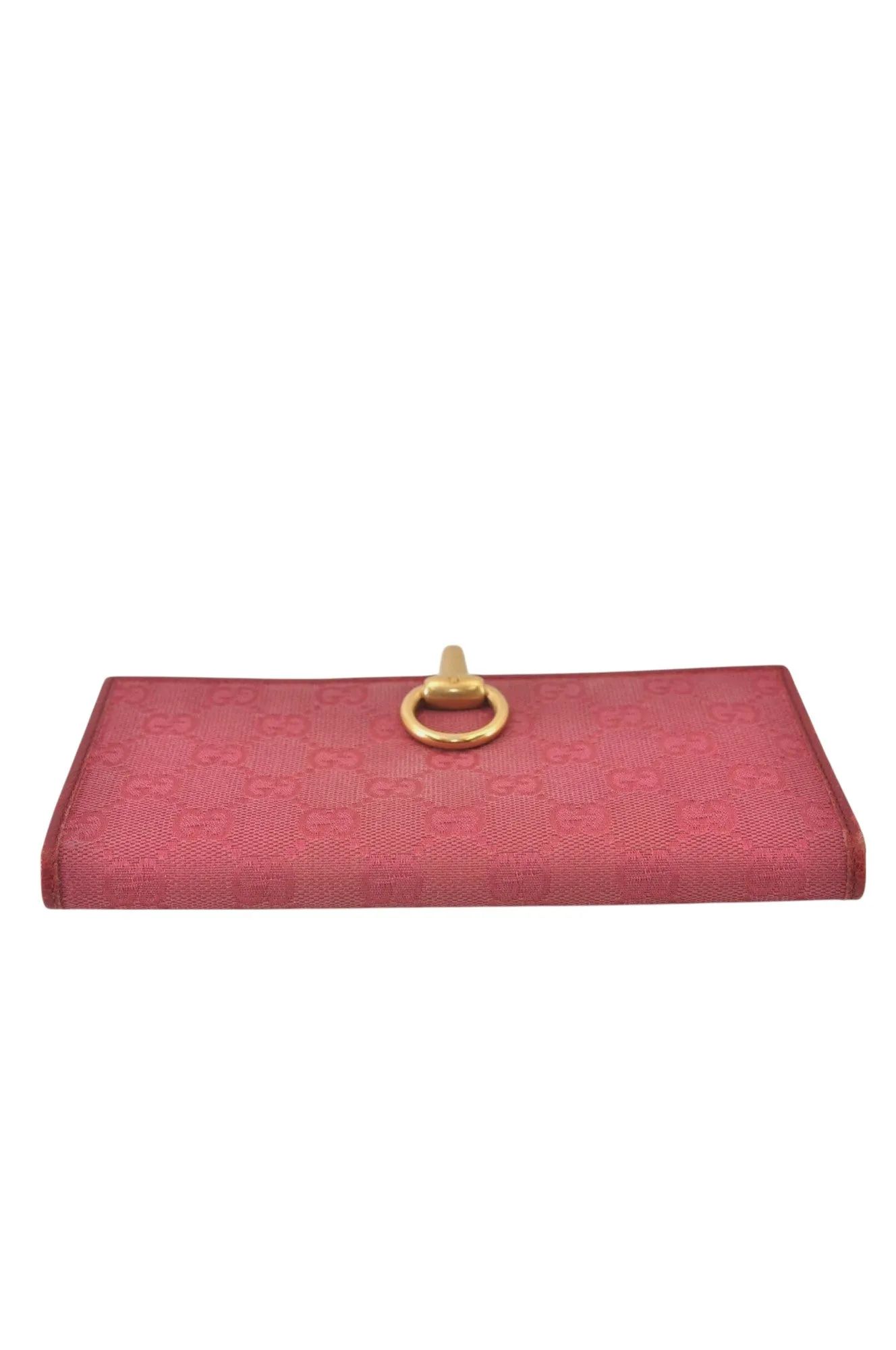 Authentic GUCCI Horsebit Long Wallet Purse GG Canvas Leather 101602 Pink 8913L