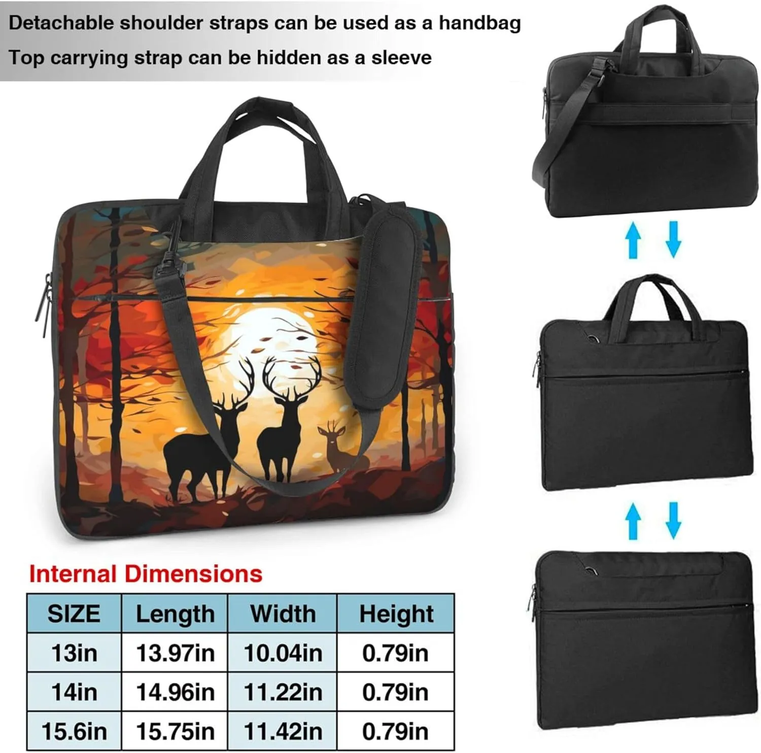 Autumn Deer Laptop Shoulder Bag for Women, Colorful Abstract Deer Laptop Sleeve Case Durable Computer Bag