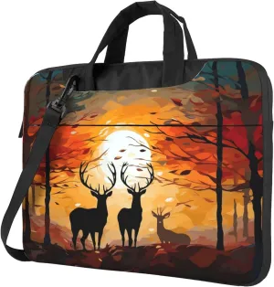 Autumn Deer Laptop Shoulder Bag for Women, Colorful Abstract Deer Laptop Sleeve Case Durable Computer Bag
