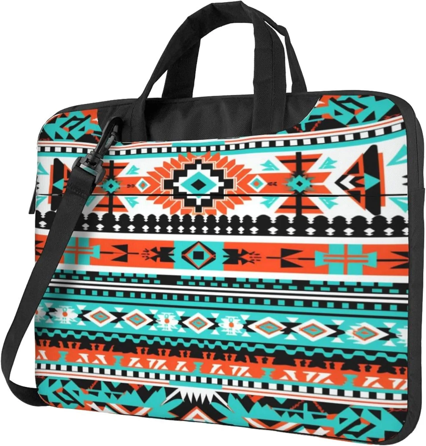 Aztec Geometric Pattern Laptop Shoulder Bag for Women, Ethnic Pattern Laptop Sleeve Case Durable Computer Bag