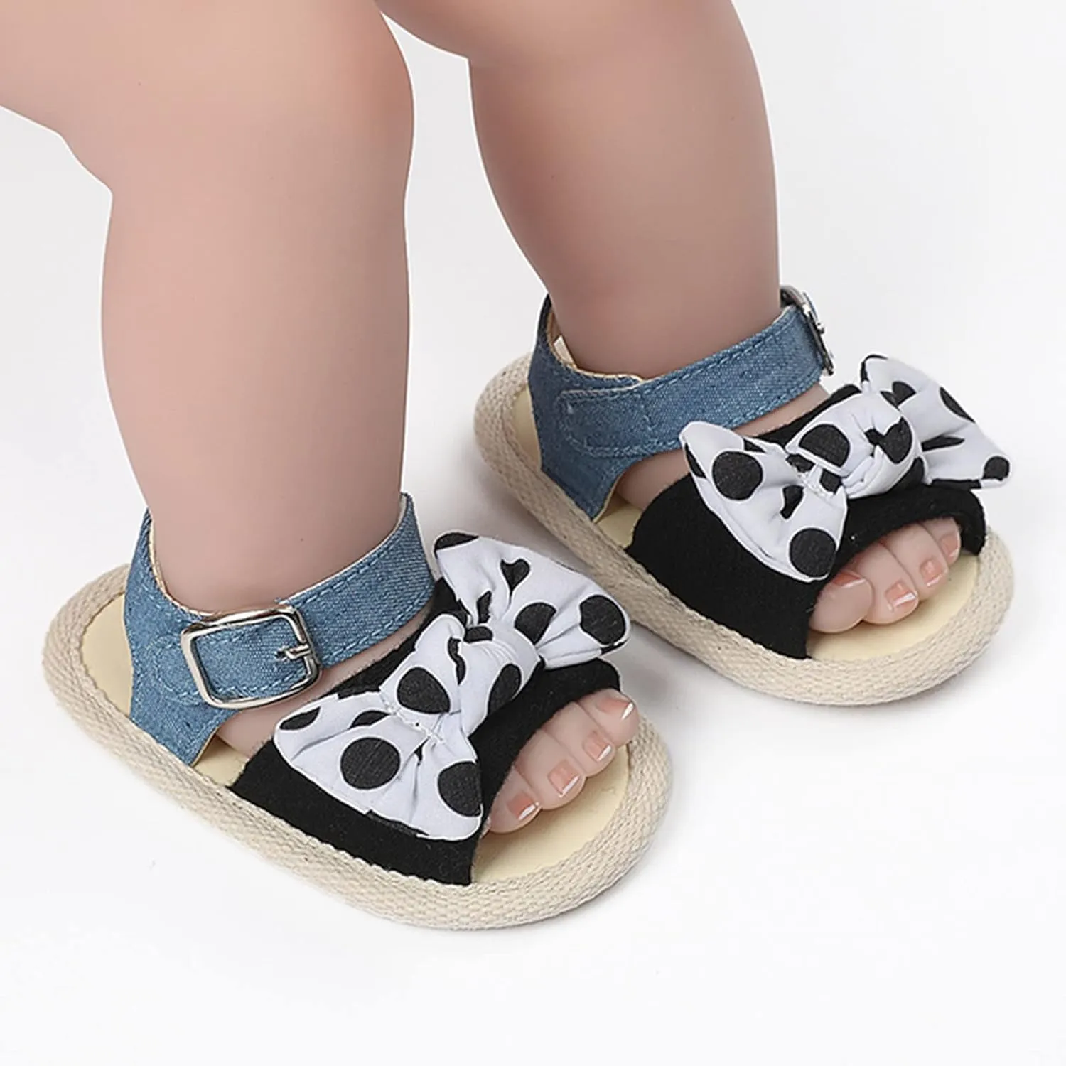Baby Girl First Christmas Infant Girls Open Toe Bowknot Shoes First Walkers Shoes Summer Toddler Baby Moccasins Sandals