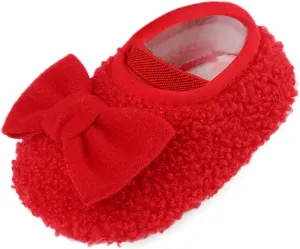 Baby Shoes Warm Shoes for Baby Girls and Boys Soft Comfortable Shoes Infant Toddler Bowknot Warming Shoes House Shoes
