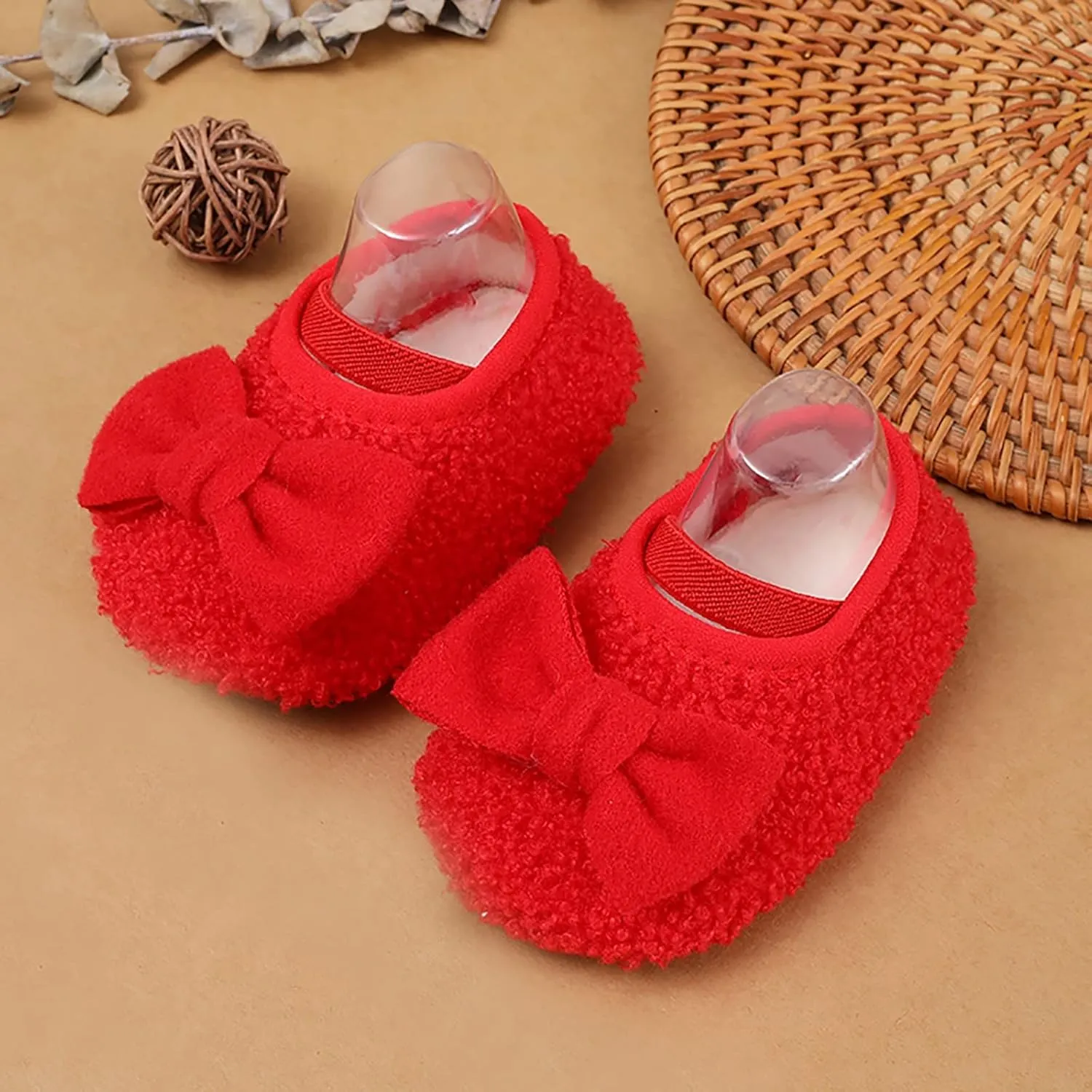 Baby Shoes Warm Shoes for Baby Girls and Boys Soft Comfortable Shoes Infant Toddler Bowknot Warming Shoes House Shoes