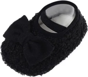 Baby Shoes Warm Shoes for Baby Girls and Boys Soft Comfortable Shoes Infant Toddler Bowknot Warming Shoes House Shoes