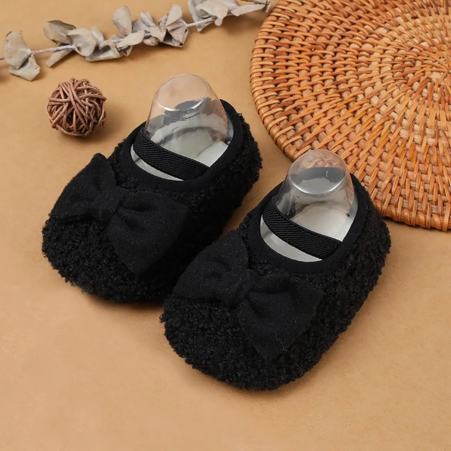 Baby Shoes Warm Shoes for Baby Girls and Boys Soft Comfortable Shoes Infant Toddler Bowknot Warming Shoes House Shoes