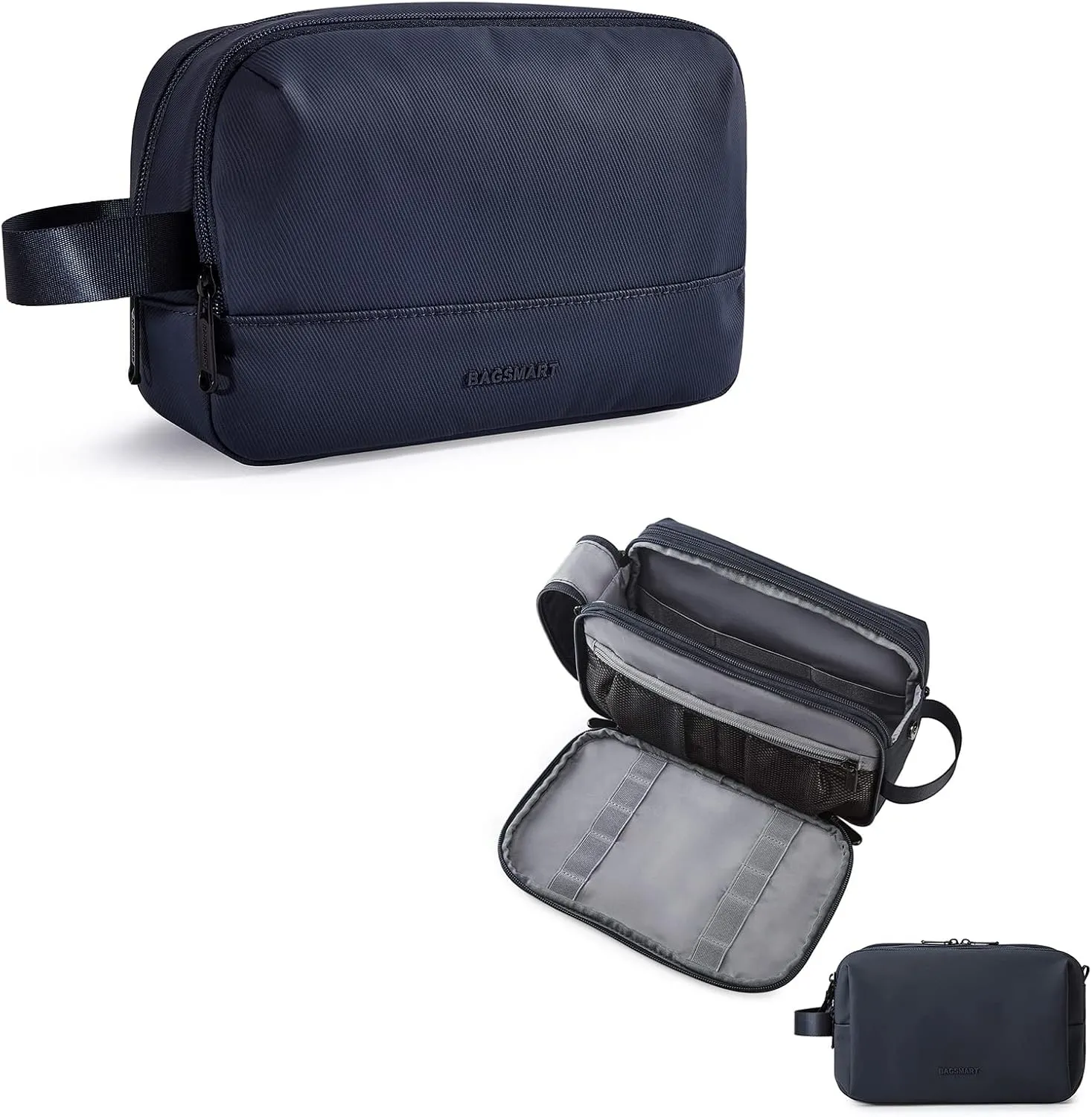 BAGSMART Basic and Update Toiletry Bag for Men, Travel Toiletry Organizer Dopp Kit Water-resistant Shaving Bag for Toiletries Accessories, Black