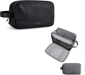 BAGSMART Basic and Update Toiletry Bag for Men, Travel Toiletry Organizer Dopp Kit Water-resistant Shaving Bag for Toiletries Accessories, Black