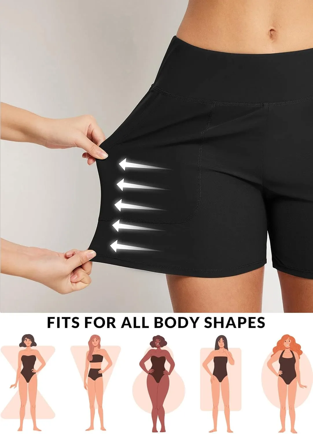 baleaf Women's 3"/5"/ 7" High Waisted Swim Board Shorts Quick Dry Swimsuits Bottoms Trunks with Pockets