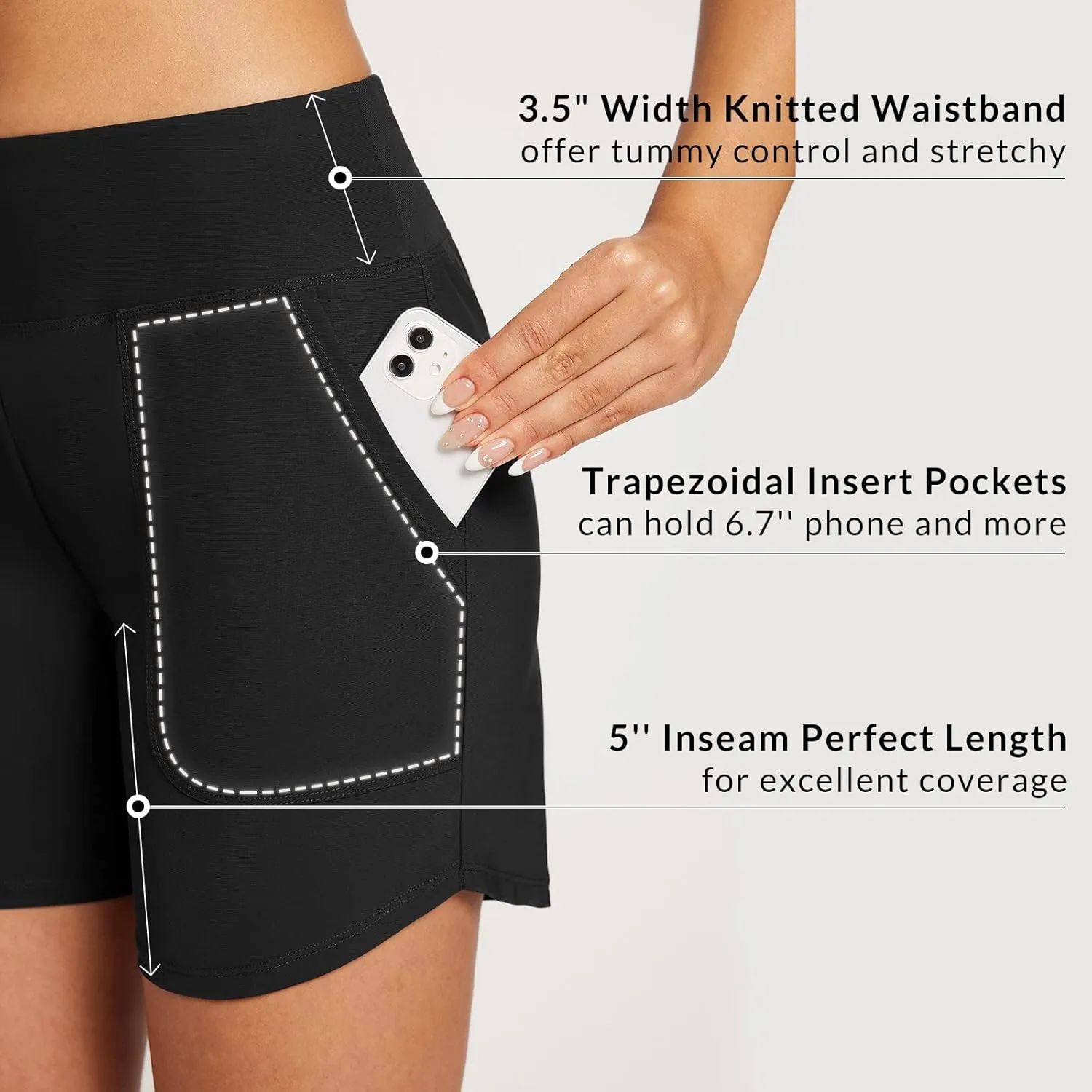 baleaf Women's 3"/5"/ 7" High Waisted Swim Board Shorts Quick Dry Swimsuits Bottoms Trunks with Pockets