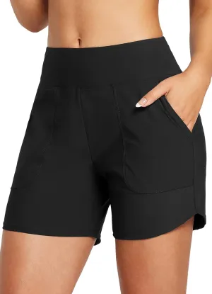 baleaf Women's 3"/5"/ 7" High Waisted Swim Board Shorts Quick Dry Swimsuits Bottoms Trunks with Pockets