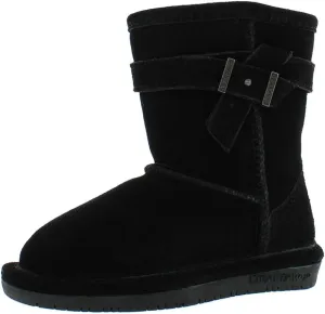 BEARPAW Girl's Val Toddler Black Low Top Suede Boot - 11M