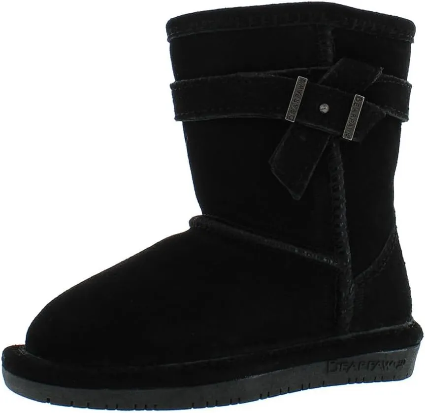 BEARPAW Girl's Val Toddler Black Low Top Suede Boot - 11M