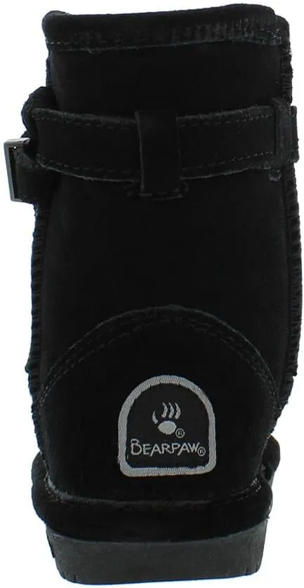 BEARPAW Girl's Val Toddler Black Low Top Suede Boot - 11M