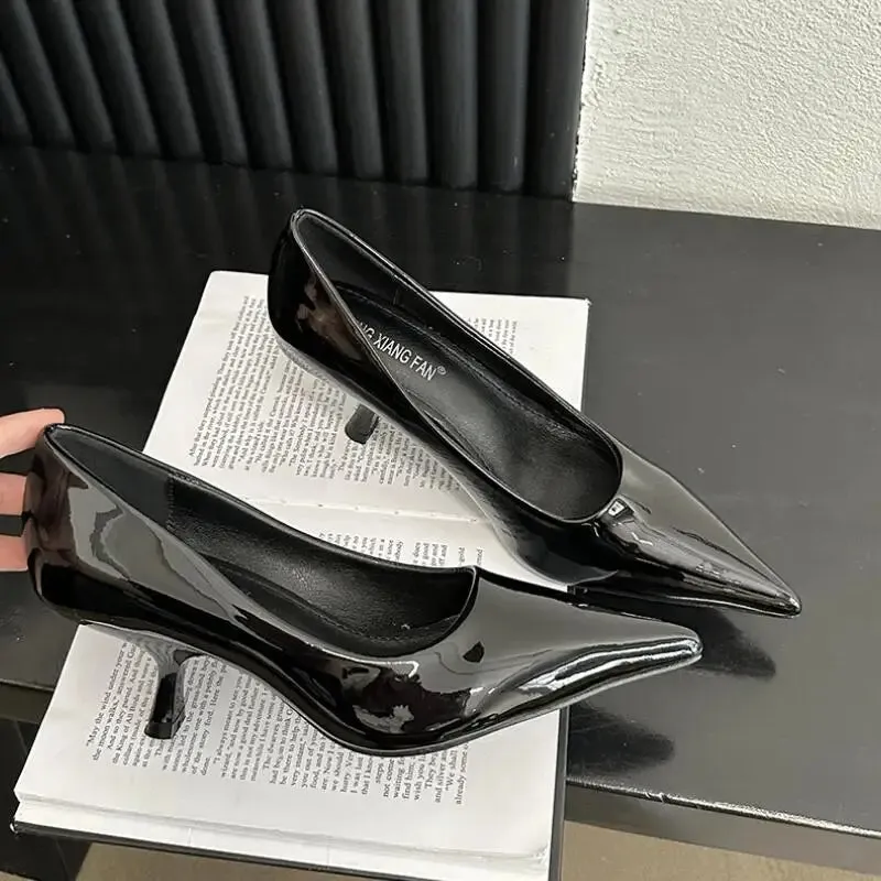 binfenxie  -  NEW Fashion Patent Leather Pointed Toe Women Pumps Sexy Elegant  Party Shallow Thin Heels Shoes 2024 Spring Office Footwear