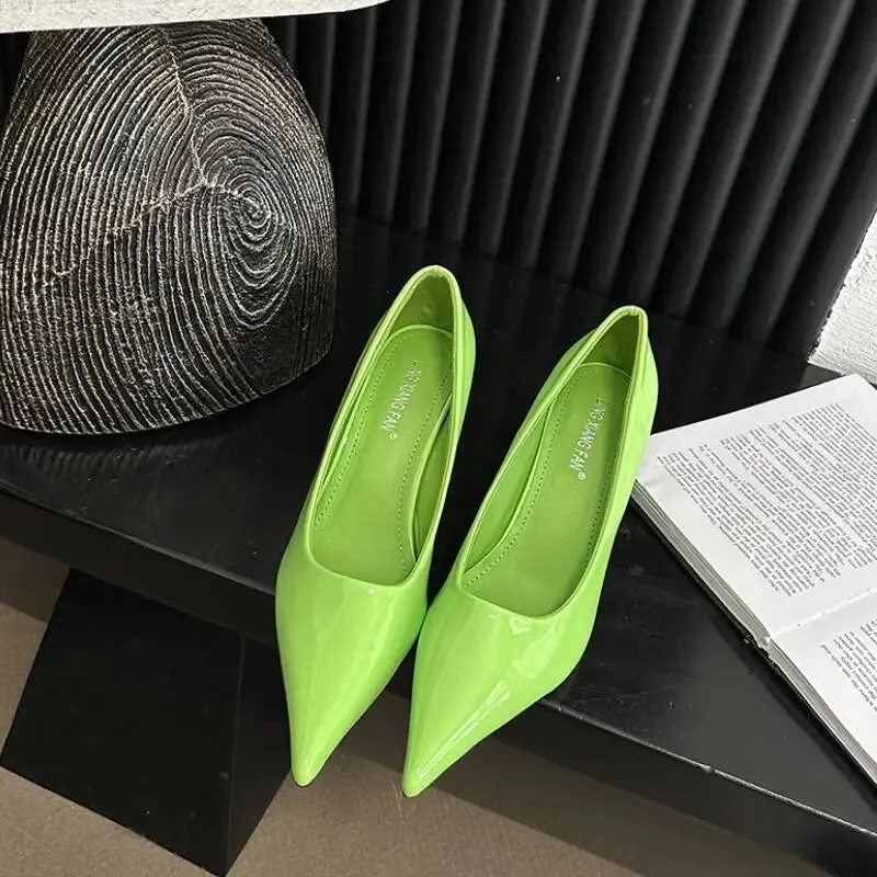 binfenxie  -  NEW Fashion Patent Leather Pointed Toe Women Pumps Sexy Elegant  Party Shallow Thin Heels Shoes 2024 Spring Office Footwear
