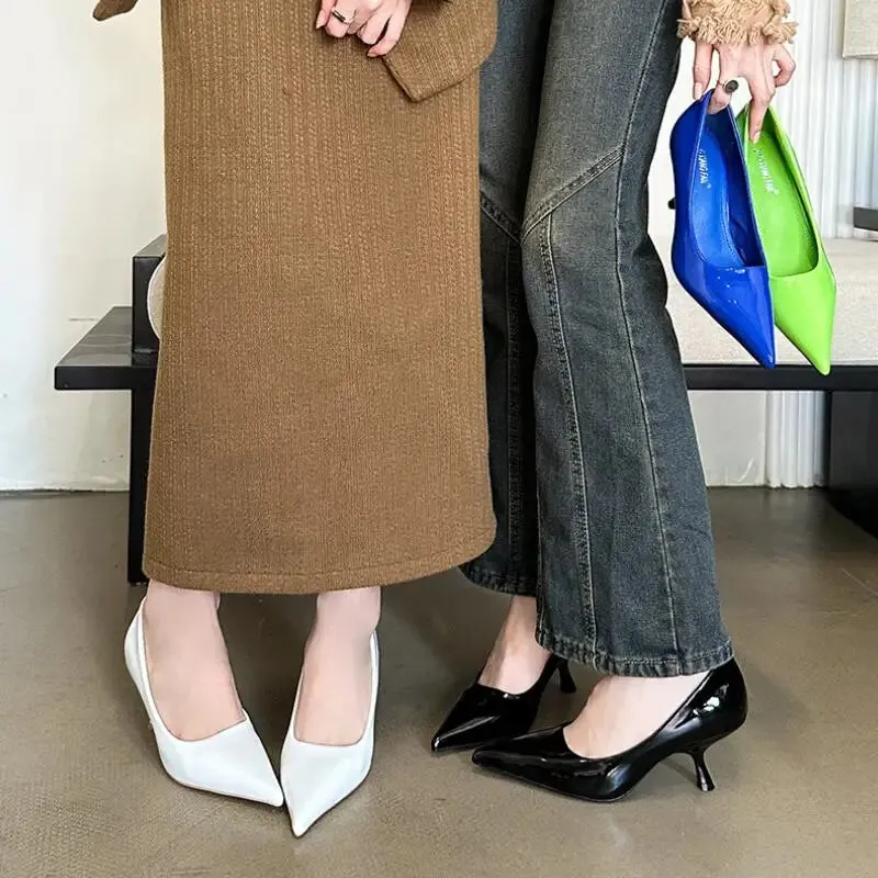 binfenxie  -  NEW Fashion Patent Leather Pointed Toe Women Pumps Sexy Elegant  Party Shallow Thin Heels Shoes 2024 Spring Office Footwear