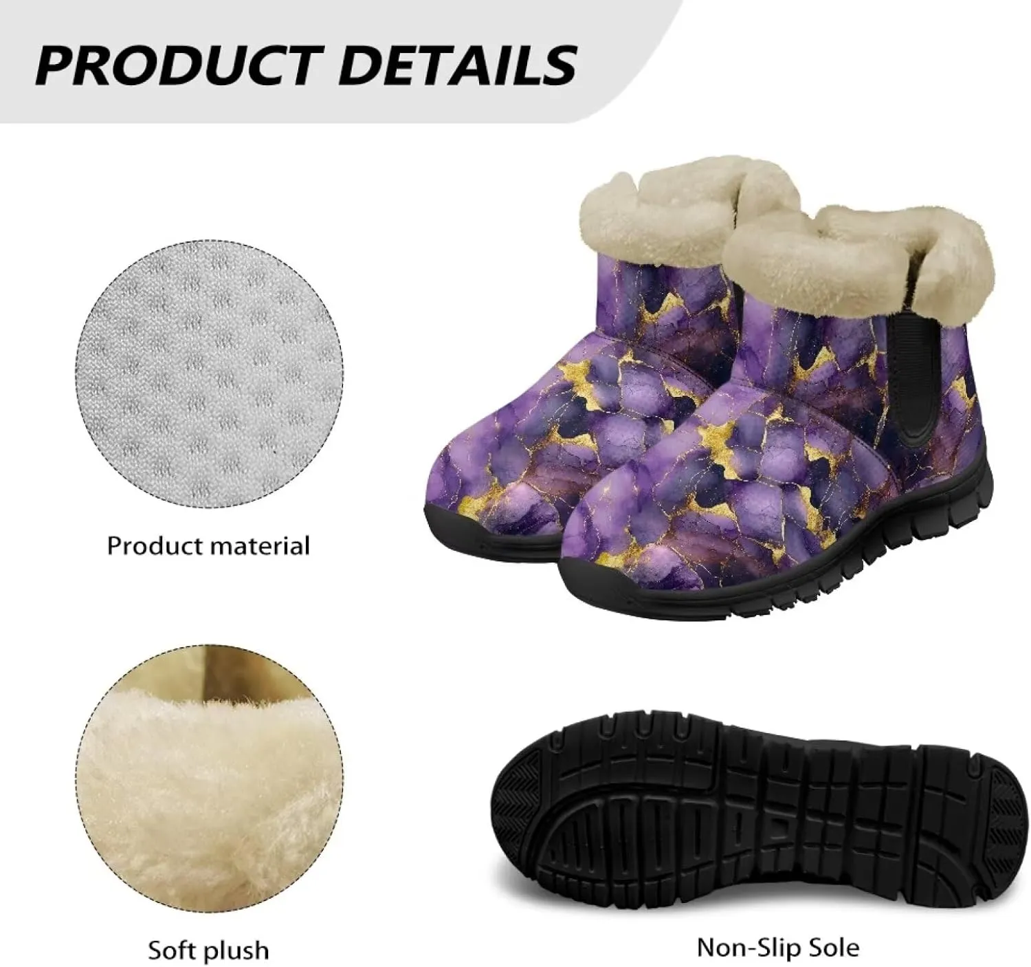 Binienty Women's Snow Boots Anti-Slip Waterproof Ankle Booties Lightweight Winter Outdoor Shoes