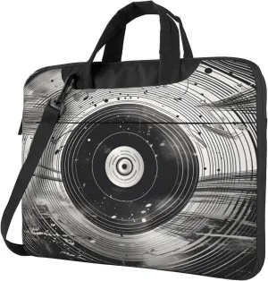 Black Music Record Laptop Shoulder Bag for Women, Laptop Sleeve Case Durable Computer Bag