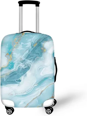 Blue Marble Luggage Cover Dust Cover Reusable Baggage Gear Covers Fingerproof Cover for Luggage Anti-Scratch Suitcase Cover (S Size for 18-21 Inch)