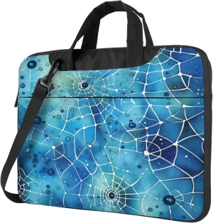 Blue Marble Texture Laptop Shoulder Bag for Women, Marble Pattern Laptop Sleeve Case Durable Computer Bag