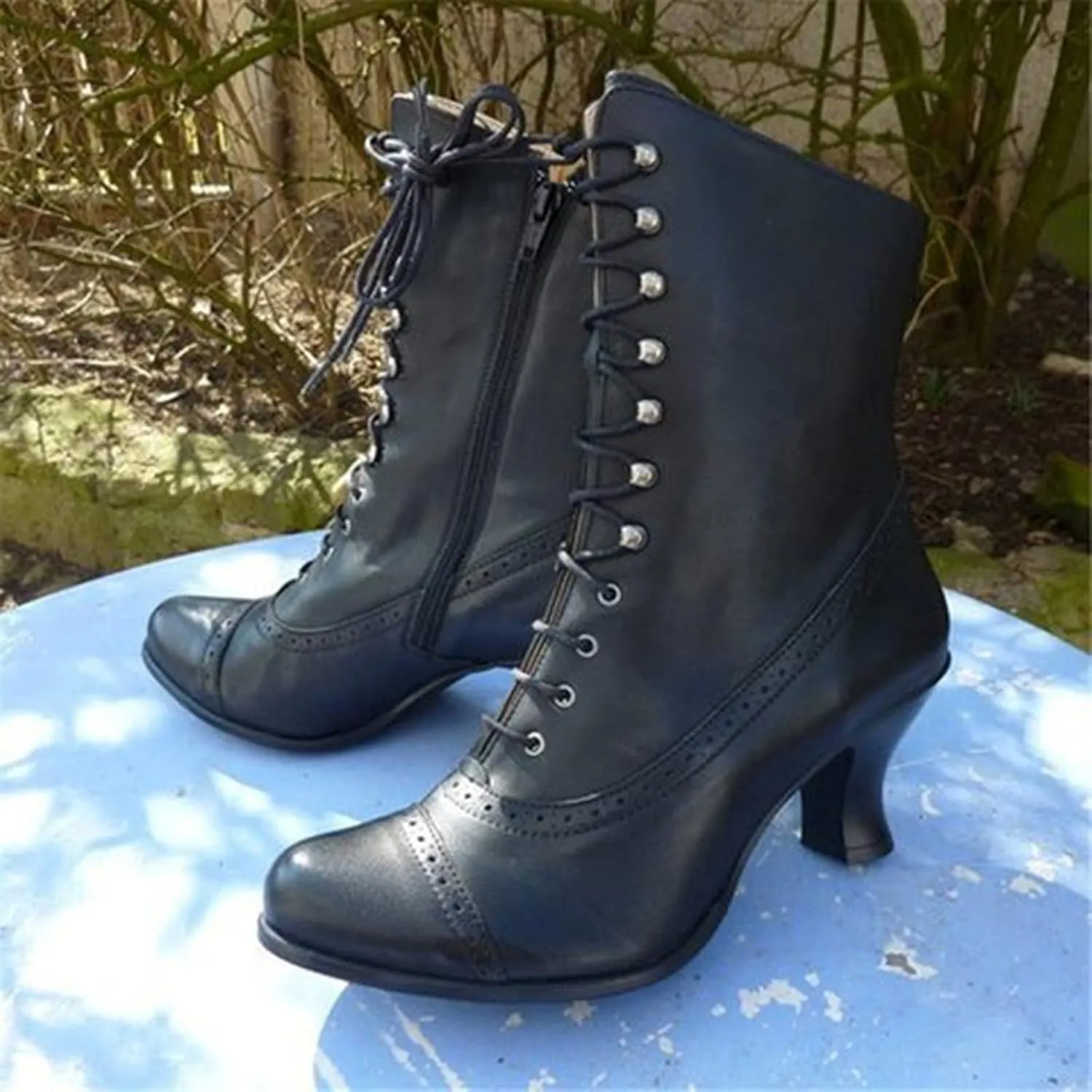 Boots for Women Retro Warm Leather Lace Up Womens Boots Waterproof Non-slip Soft Cozy Women's Boots&Booties
