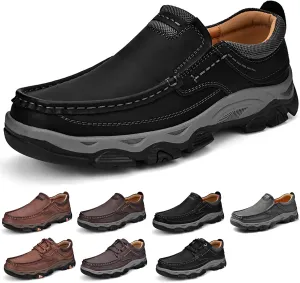 bumuam Men's Comfortable Waterproof Orthopedic Walking Shoes, Slip on Shoes for Men Work Loafers, Outdoor Non-Slip Sneakers, for Travel, Camping, Running