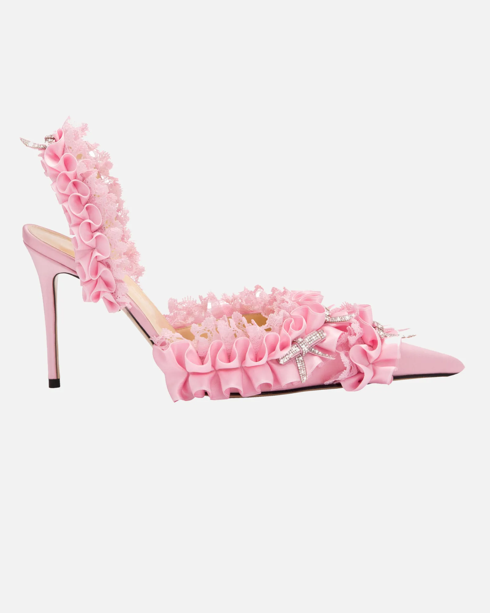 Caro Bow Embellished Satin Slingback Pumps