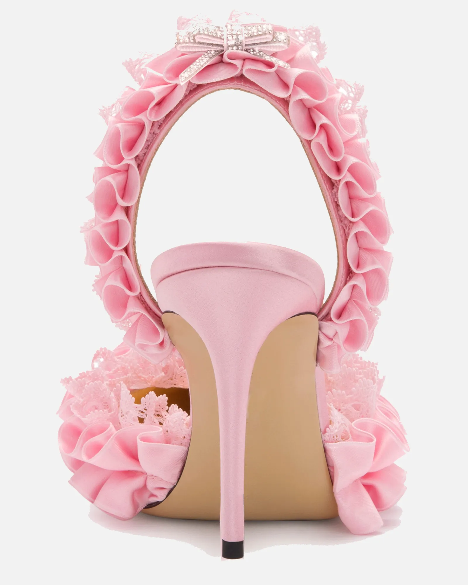 Caro Bow Embellished Satin Slingback Pumps