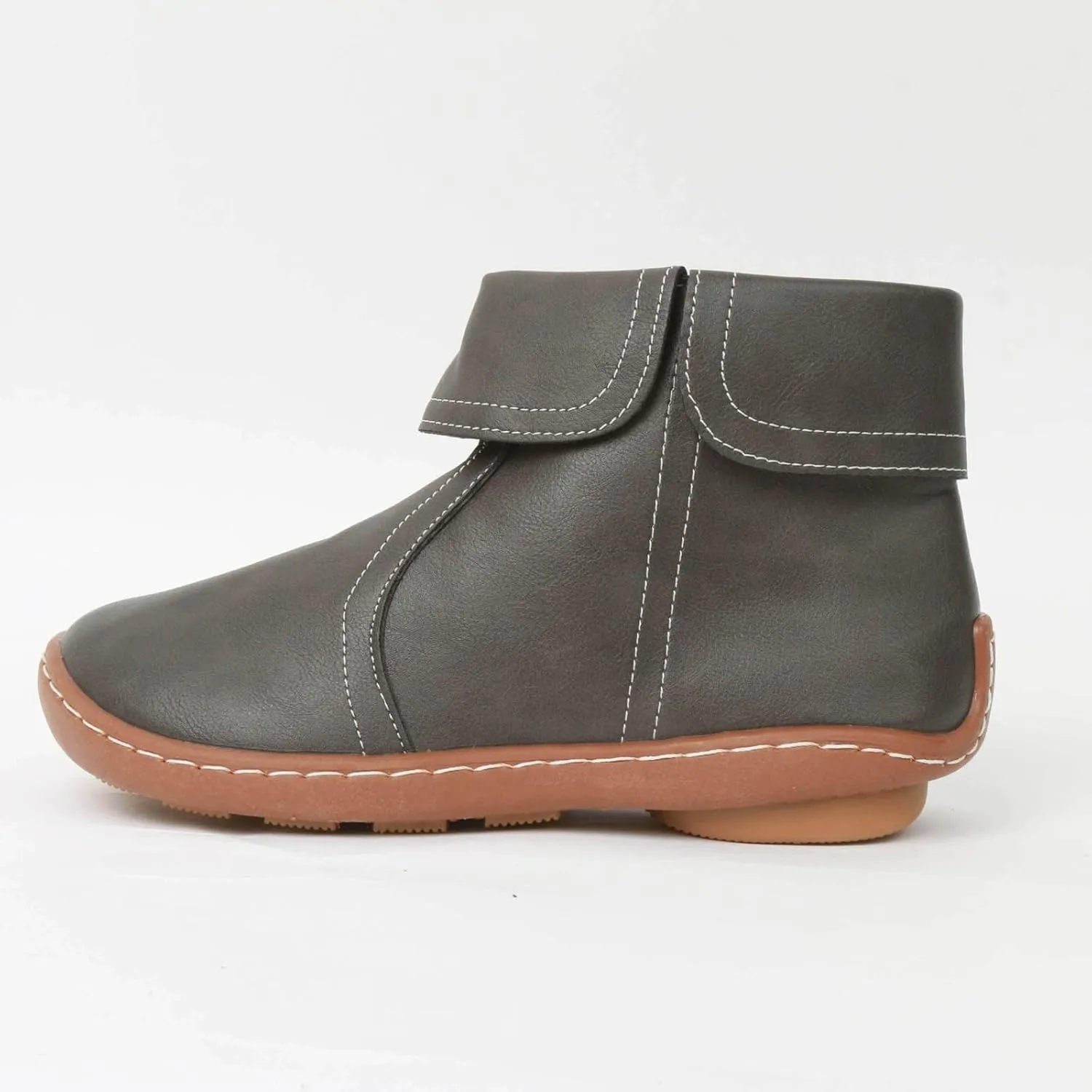 Cathalem Ankle Boots for Women, 2024 New Flat Heel Booties Arch Support Booties Side Zip-up Vintage Leather Damping Shoes