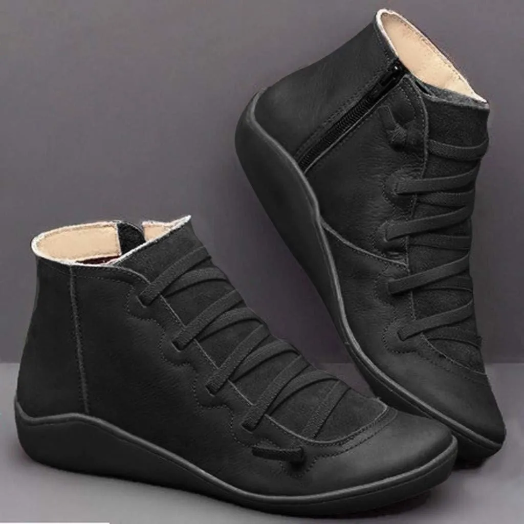 Cathalem Ankle Boots for Women Arch Support Womens Fashion Lace Up Zipper Booties Cowboy Cowgirl Walking Short Bootie