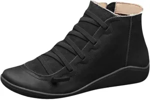 Cathalem Ankle Boots for Women Arch Support Womens Fashion Lace Up Zipper Booties Cowboy Cowgirl Walking Short Bootie