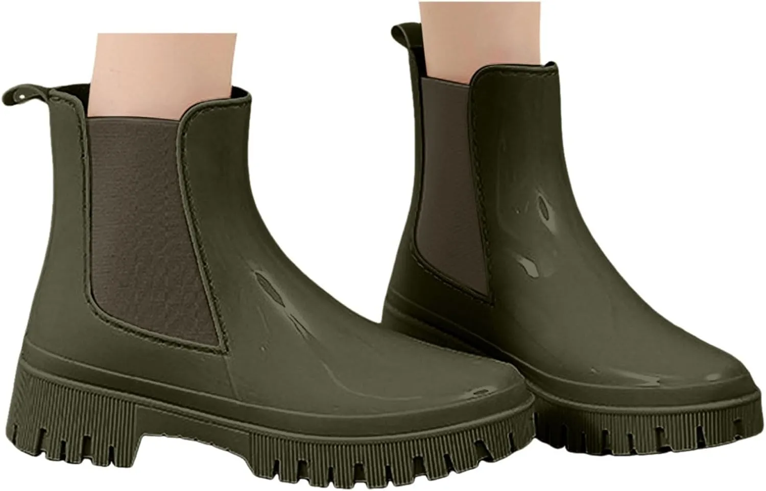 Cathalem Women's Ankle Rain Boots Waterproof Chelsea Rain Boots Rubber Boots Women Short Garden Boots Anti Slip Work Booties