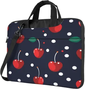 Cherry Dots Laptop Shoulder Bag for Women, Cherry Berries Pattern Laptop Sleeve Case Durable Computer Bag