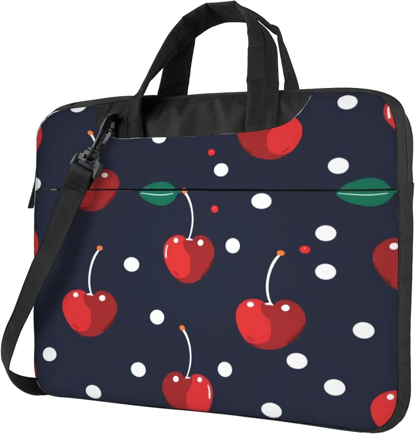 Cherry Dots Laptop Shoulder Bag for Women, Cherry Berries Pattern Laptop Sleeve Case Durable Computer Bag