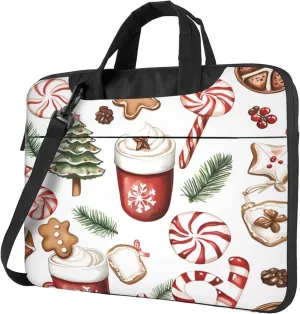 Christmas Tree Holly Berries Candy Laptop Shoulder Bag for Women, Laptop Sleeve Case Durable Computer Bag