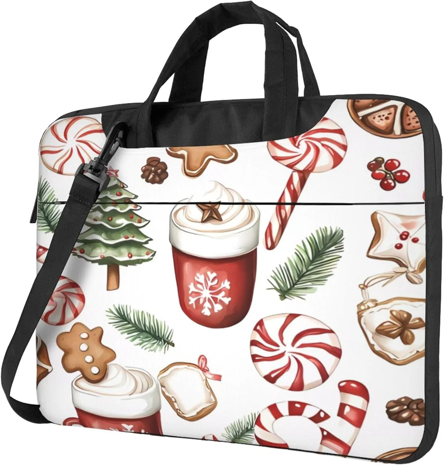 Christmas Tree Holly Berries Candy Laptop Shoulder Bag for Women, Laptop Sleeve Case Durable Computer Bag