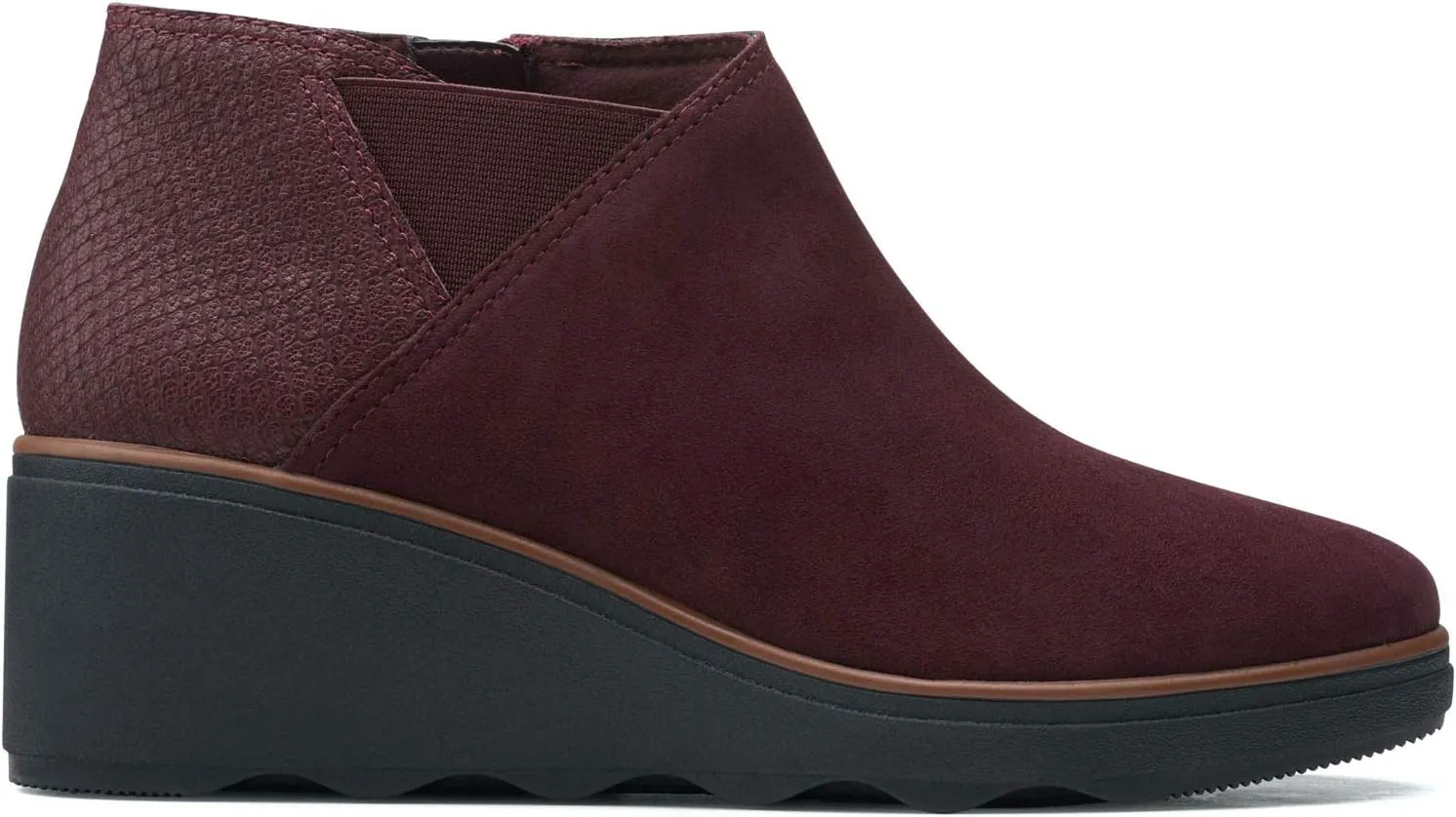 Clarks Womens Mazy Harwich Suede Mixed Media Wedge Boots